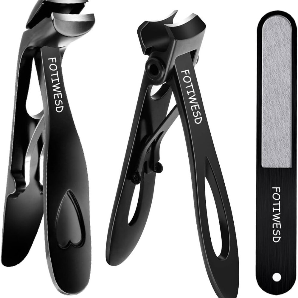 Nail Clippers for Seniors, Wide Jaw Fingernail Clippers and Angled Head Toenail